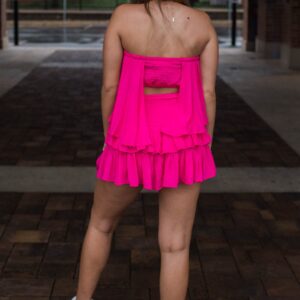 Ruffle Strapless Mini Dress – Hot Pink