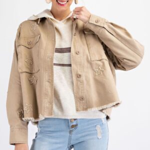 Khaki Star Distressed Jacket