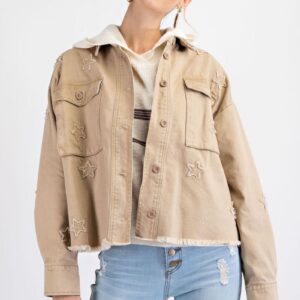 Khaki Star Distressed Jacket