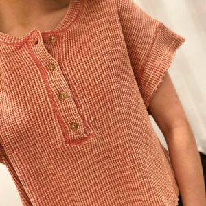 Coral Thermal Henley Top