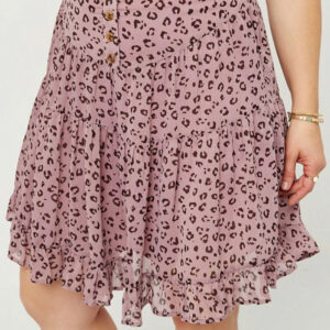 Plus – Leopard Ruffle Skirt