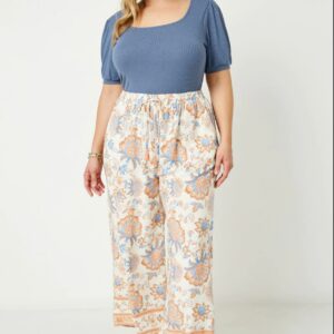 Plus – Floral Palazzo Pants