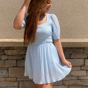 Baby Blue Puff Sleeve Romper/Dress