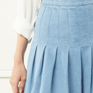 Denim Pleated Mini Skirt