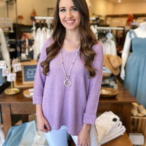 Casual Knit Sweater – Lavender