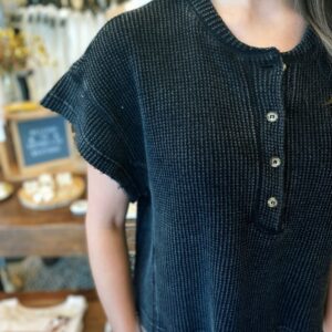 Black Thermal Henley Top