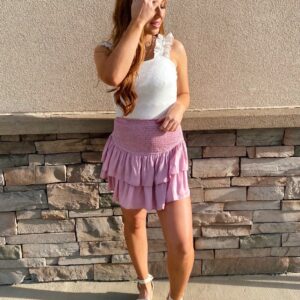 Smocked Ruffle Mini Skort – Lavender