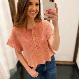 Coral Thermal Henley Top