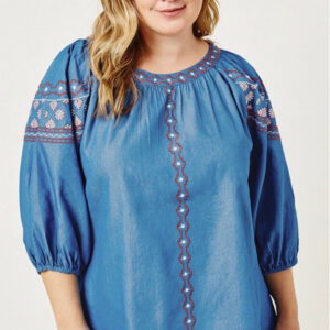 Plus – Embroidered Chambray Tunic