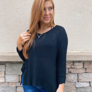 Casual Knit Sweater – Black