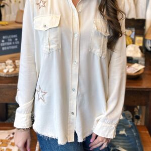 Cream Star Button Up Shirt