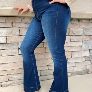 Plus – Kan Can High Rise Dark Wash Flare Jeans