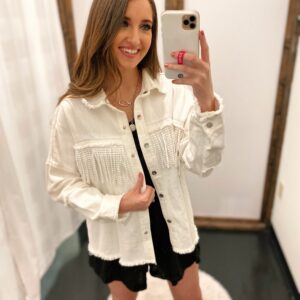 White Fringe Denim Jacket