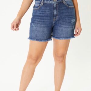 Plus – Kan Can High Rise Dark Wash Jean Shorts