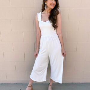 White Ruffle Sleeve Jumpsuit