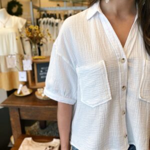 White Gauze S/S Button Up Shirt