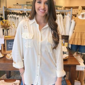 Cream Star Button Up Shirt