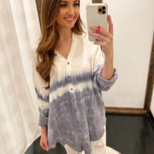 Ombre Gauze Tunic Button Down Top